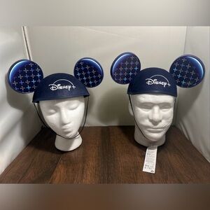 Lot Of 2 Disney Plus Mickey Ear Hats Adult-Sized w/ Elastic Chin Strap New